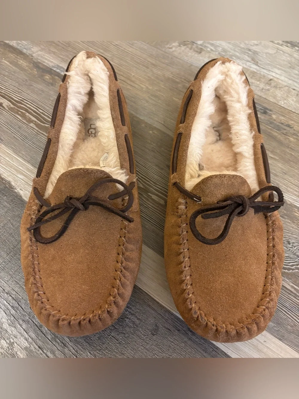 UGG Chestnut Suede Moccasin Slippers | Junior Size 4